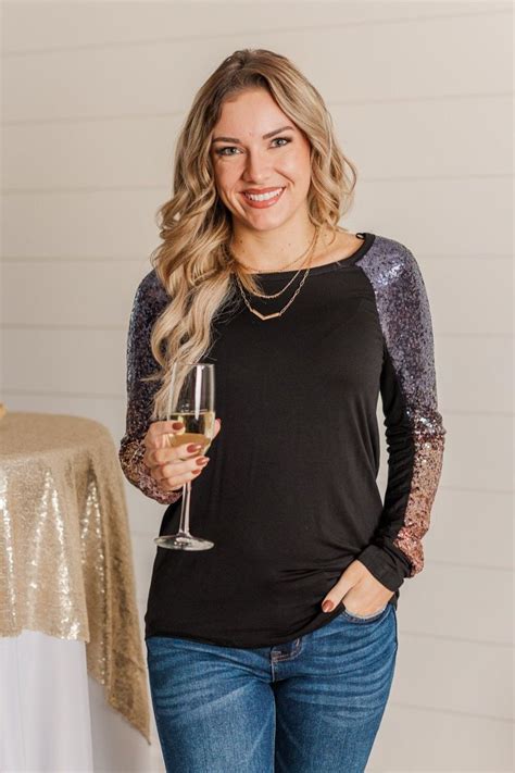 Shine Bright Sequin Top Black Shopperboard