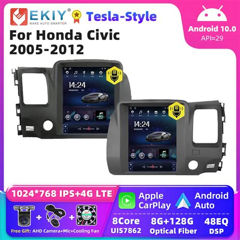 EKIY Android 10 Carplay Car Radio For Honda Civic 2005 2012 Multimedia