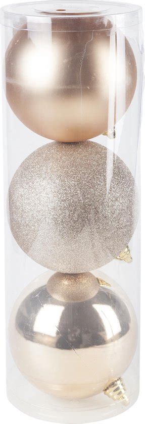 3x Stuks Grote Kunststof Kerstballen Goud 15 Cm Mat Glans Glitter