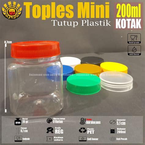 Jual Toples Plastik Kotak Ml Toples Coklat Toples Mini Toples