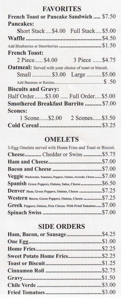 Sharons Cafe Menu Prices And Locations