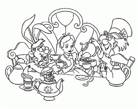 Mad Hatters Tea Party Colouring Clip Art Library