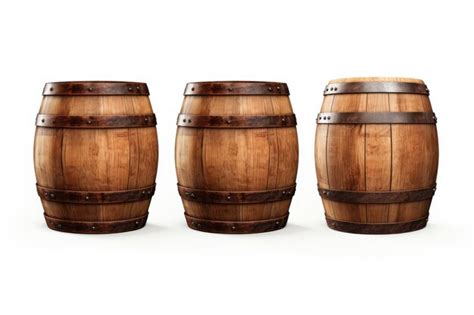 Premium AI Image Three Wooden Barrels On A White Background