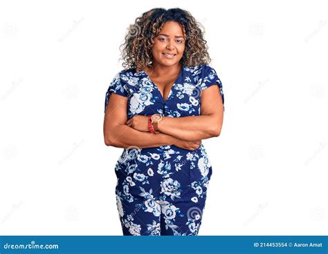 Young African American Plus Size Woman Wearing Casual Clothes Happy