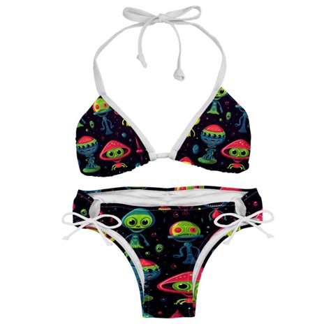 Alien Detachable Sponge Adjustable Strap Bikini Set Two Pack Swim