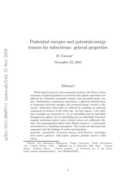 (PDF) Pontential energies and potential-energy tensors for subsystems ...