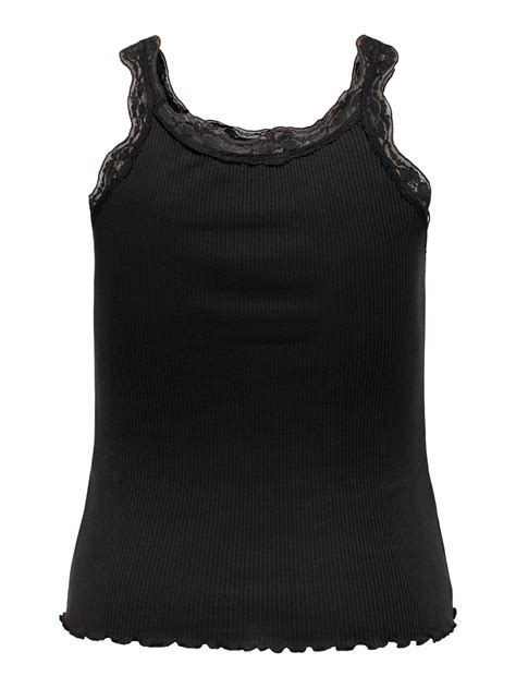 Curvy Sleeveless Lace Top Black Only®