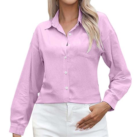 Fancifize Women Button Down Dress Shirts Long Sleeve Work Office Blouse For Women Casual Solid