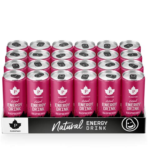 Natural Energy Drink Raspberry Strong 330 Ml 24 Pack Puhdistamo