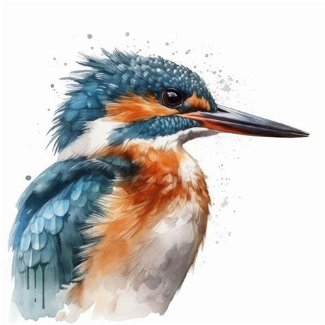 Artstation Kingfisher Bird Portrait Watercolor Painting