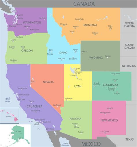 West Coast States Map Lani Shanta