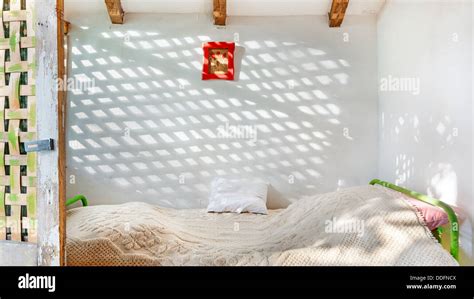 Interior of a wooden house, traditional Serbian style Stock Photo - Alamy