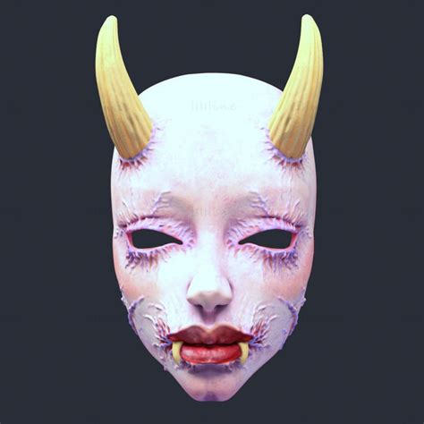 Japanese Style Horror Female Demon Mask D Printing Model Stl