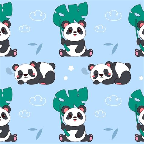 Patrón de panda dibujado a mano Vector Gratis