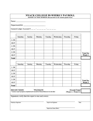 Blank Timecard Nyack College Nyack Fill And Sign Printable