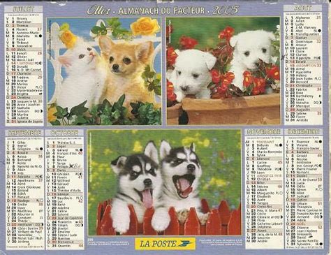 Calendrier des PTT Chats Chiens Almanach du facteur Année 2005 Le