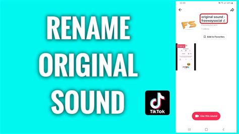 How To Rename Your Original Sound On Tiktok Youtube