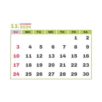 November 2024 Calender Vector November 2024 Calendar PNG And Vector