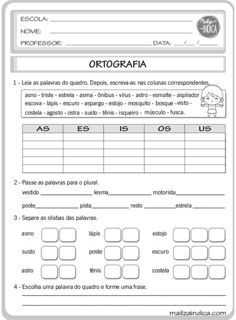 Mailzaindica Atividade Do Ensino Fundamental De L Ngua Portuguesa