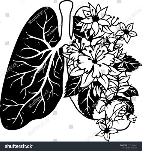 Floral Lungs Illustration Human Lung Silhouette Stock Vector Royalty