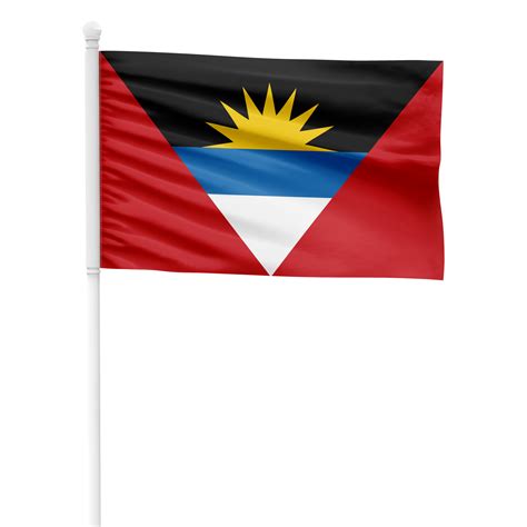Realistic Rendering Of The Antigua And Barbuda Flag Waving On A White