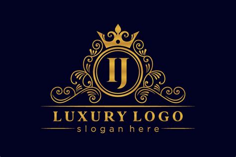 IJ Initial Letter Gold calligraphic feminine floral hand drawn heraldic ...