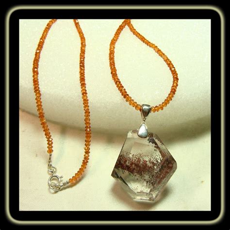 Lodolite Pendant On Hessonite Garnet Necklace Linda S Antiques Ruby