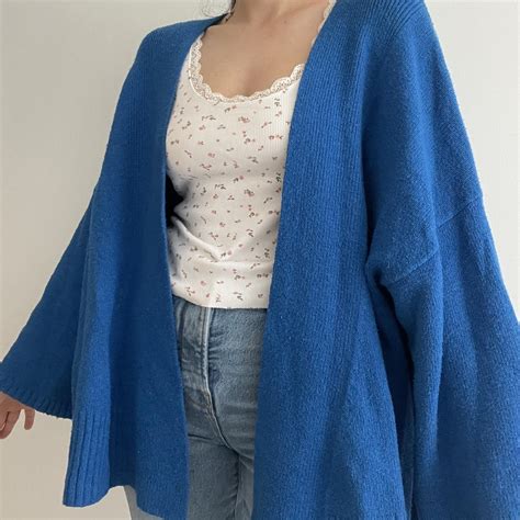 Anthropologie Womens Blue Cardigan Depop