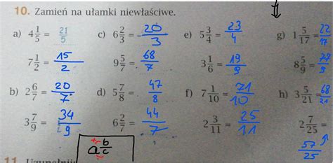 10 Zamień Na Ułamki Niewłaściwe 3 21 5 G C G 1 음 8g 29 3 35