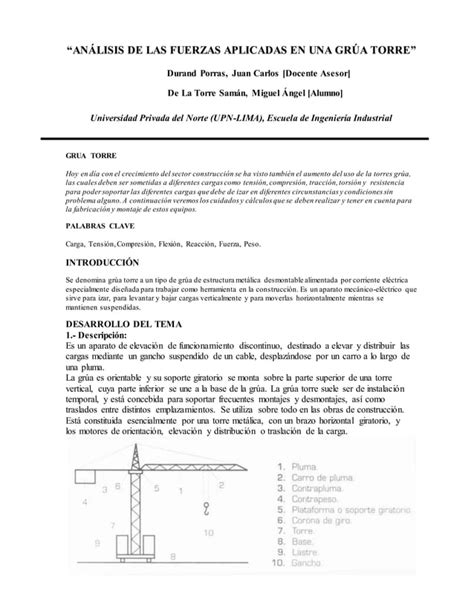 An Lisis De Las Fuerzas Aplicadas En Una Gr A Torre Pdf