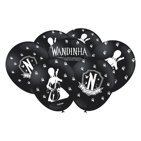 Balão Bexiga Wandinha Addams Preto 9 Polegadas 25 Unidades