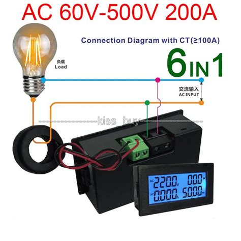 Multímetro Digital LCD de CA 110V 220V 380V 20A 100A 200A