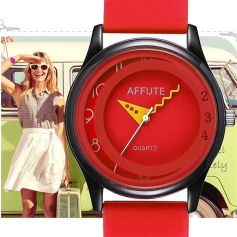 Affute Brand Fashion Casual Candy Red Silicon Rubber Strap Womens Sport Quartz Analog Watches