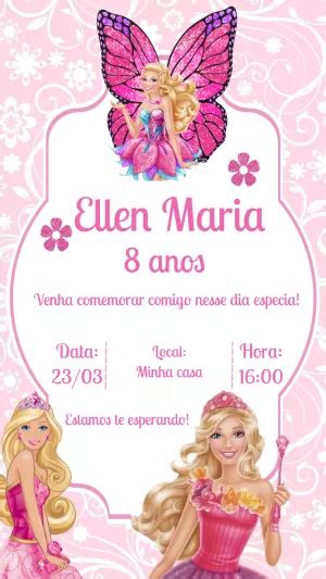 Convite Anivers Rio Borboleta Glitter Edite Gr Tis Nosso Editor