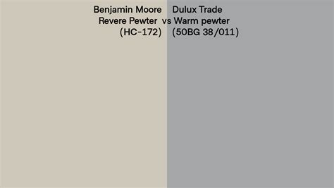 Benjamin Moore Revere Pewter HC 172 Vs Dulux Trade Warm Pewter 50BG