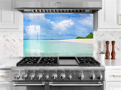 Myphotostation Tempered Glass Splashback Wx H Tropical Backsplash