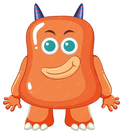 Adorables Monstruos Alienígenas De Dibujos Animados Con Cuernos Vector Gratis