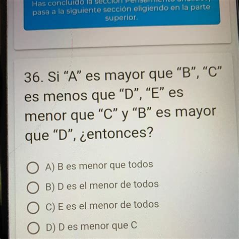 Si A Es Mayor Que B C Es Menos Que D E Es Menor Que C