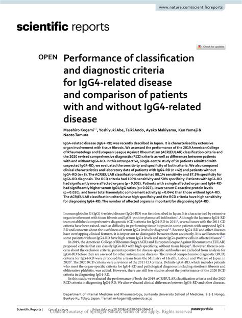 PDF Performance Of Classification And Diagnostic Criteria For IgG4