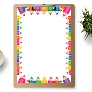 Colored Pencil Border School Stationery Teacher Letterhead 8.5 X 11 Inches 60 Paper Sheets B6552 ...