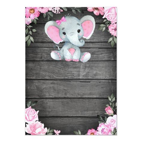 Crea desde cero tu Invitación Zazzle Baby shower elephants girl