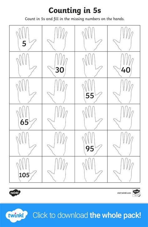 Counting In 5s Hands Worksheet Counting In 5s Fun Math Worksheets