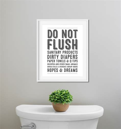 Funny Bathroom Sign Funny Restroom Sign Do Not Flush List Unframed ...