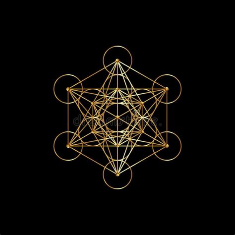 Gold Metatrons Cube Flower Of Life Sacred Geometry Golden Graphic