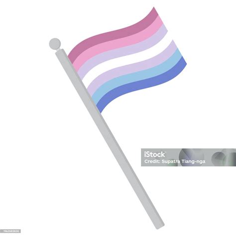 Bigender Pride Flag In Shape Presence Of Who Identify As Both Male And