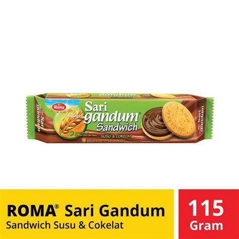 Jual ROMA Sari Gandum Sandwich 115gr Gram Rasa Cokelat Susu Peanut