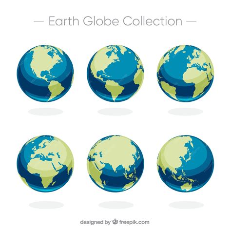 Premium Vector Set Of Six Earth Globes