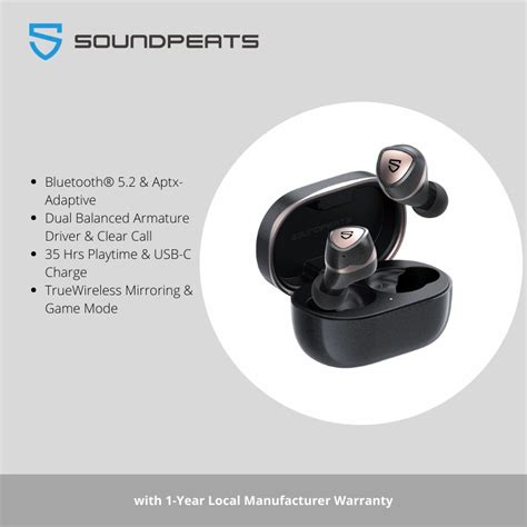 SoundPEATS Sonic Pro True Wireless Earbuds Bluetooth 5 2 35H Playtime