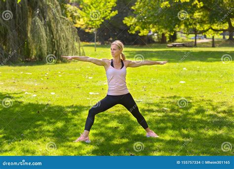 Fit Healthy Woman Practicing Yoga Outdoors Stock Photo Image Of