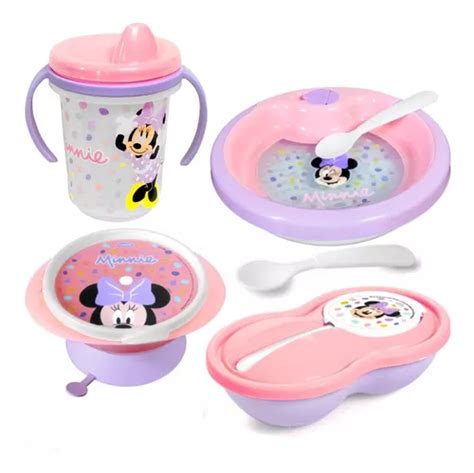 Kit Prato Térmico Tigela Pote Papinha Copo E Colher Minnie Frete grátis